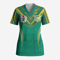 Custom Cook Islands Rugby Scrub Top Tatau Art Sport Style Green Color