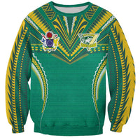 Custom Cook Islands Rugby Sweatshirt Tatau Art Sport Style Green Color