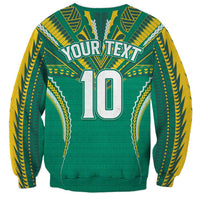 Custom Cook Islands Rugby Sweatshirt Tatau Art Sport Style Green Color