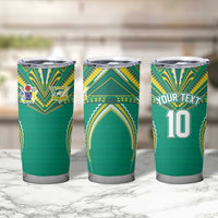 Custom Cook Islands Rugby Tumbler Cup Tatau Art Sport Style Green Color