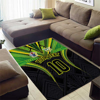 Custom Cook Islands Rugby Area Rug Tatau Art Sport Style Black Color