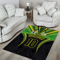 Custom Cook Islands Rugby Area Rug Tatau Art Sport Style Black Color