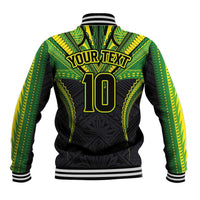 Custom Cook Islands Rugby Baseball Jacket Tatau Art Sport Style Black Color