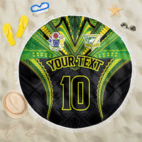 Custom Cook Islands Rugby Beach Blanket Tatau Art Sport Style Black Color