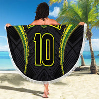 Custom Cook Islands Rugby Beach Blanket Tatau Art Sport Style Black Color