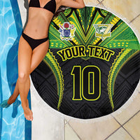 Custom Cook Islands Rugby Beach Blanket Tatau Art Sport Style Black Color