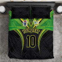 Custom Cook Islands Rugby Bedding Set Tatau Art Sport Style Black Color