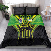 Custom Cook Islands Rugby Bedding Set Tatau Art Sport Style Black Color