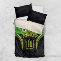 Custom Cook Islands Rugby Bedding Set Tatau Art Sport Style Black Color