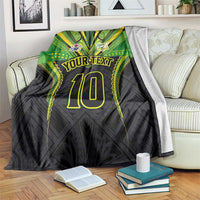 Custom Cook Islands Rugby Blanket Tatau Art Sport Style Black Color