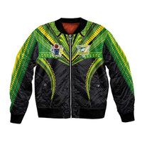 Custom Cook Islands Rugby Bomber Jacket Tatau Art Sport Style Black Color