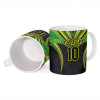 Custom Cook Islands Rugby Ceramic Mug Tatau Art Sport Style Black Color