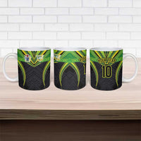 Custom Cook Islands Rugby Ceramic Mug Tatau Art Sport Style Black Color