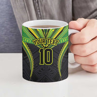 Custom Cook Islands Rugby Ceramic Mug Tatau Art Sport Style Black Color
