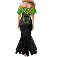 Custom Cook Islands Rugby Family Matching Mermaid Dress and Hawaiian Shirt Tatau Art Sport Style Black Color