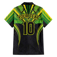 Custom Cook Islands Rugby Family Matching Short Sleeve Bodycon Dress and Hawaiian Shirt Tatau Art Sport Style Black Color