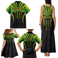 Custom Cook Islands Rugby Family Matching Tank Maxi Dress and Hawaiian Shirt Tatau Art Sport Style Black Color
