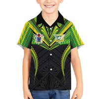 Custom Cook Islands Rugby Family Matching Tank Maxi Dress and Hawaiian Shirt Tatau Art Sport Style Black Color