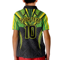 Custom Cook Islands Rugby Kid Polo Shirt Tatau Art Sport Style Black Color