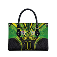 Custom Cook Islands Rugby Leather Bag Tatau Art Sport Style Black Color