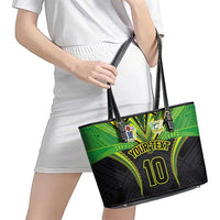 Custom Cook Islands Rugby Leather Tote Bag Tatau Art Sport Style Black Color LT03 - Polynesian Pride