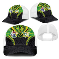 Cook Islands Rugby Mesh Trucker Cap Tatau Art Sport Style Black Color LT03 - Polynesian Pride