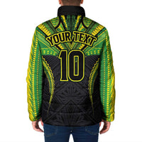Custom Cook Islands Rugby Padded Jacket Tatau Art Sport Style Black Color