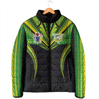 Custom Cook Islands Rugby Padded Jacket Tatau Art Sport Style Black Color