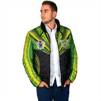 Custom Cook Islands Rugby Padded Jacket Tatau Art Sport Style Black Color