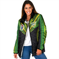 Custom Cook Islands Rugby Padded Jacket Tatau Art Sport Style Black Color