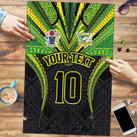 Custom Cook Islands Rugby Puzzle Tatau Art Sport Style Black Color