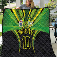 Custom Cook Islands Rugby Quilt Tatau Art Sport Style Black Color