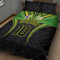 Custom Cook Islands Rugby Quilt Bed Set Tatau Art Sport Style Black Color