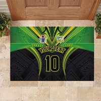Custom Cook Islands Rugby Rubber Doormat Tatau Art Sport Style Black Color