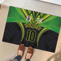 Custom Cook Islands Rugby Rubber Doormat Tatau Art Sport Style Black Color