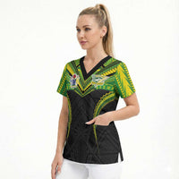 Custom Cook Islands Rugby Scrub Top Tatau Art Sport Style Black Color
