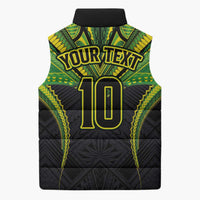 Custom Cook Islands Rugby Sleeveless Puffer Jacket Tatau Art Sport Style Black Color