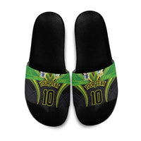 Custom Cook Islands Rugby Slide Sandals Tatau Art Sport Style Black Color