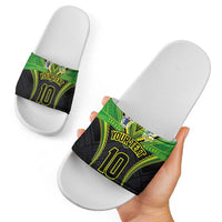 Custom Cook Islands Rugby Slide Sandals Tatau Art Sport Style Black Color