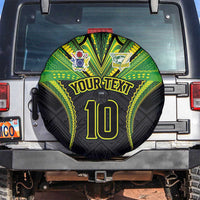 Custom Cook Islands Rugby Spare Tire Cover Tatau Art Sport Style Black Color