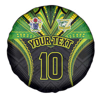 Custom Cook Islands Rugby Spare Tire Cover Tatau Art Sport Style Black Color