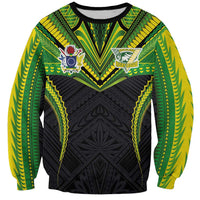 Custom Cook Islands Rugby Sweatshirt Tatau Art Sport Style Black Color