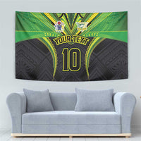 Custom Cook Islands Rugby Tapestry Tatau Art Sport Style Black Color