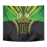 Custom Cook Islands Rugby Tapestry Tatau Art Sport Style Black Color