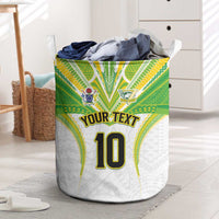 Custom Cook Islands Rugby Laundry Basket Tatau Art Sport Style White Color