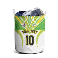Custom Cook Islands Rugby Laundry Basket Tatau Art Sport Style White Color