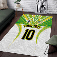 Custom Cook Islands Rugby Area Rug Tatau Art Sport Style White Color