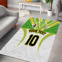 Custom Cook Islands Rugby Area Rug Tatau Art Sport Style White Color