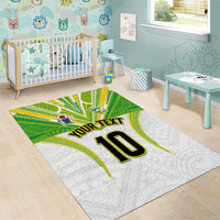Custom Cook Islands Rugby Area Rug Tatau Art Sport Style White Color