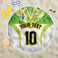 Custom Cook Islands Rugby Beach Blanket Tatau Art Sport Style White Color
